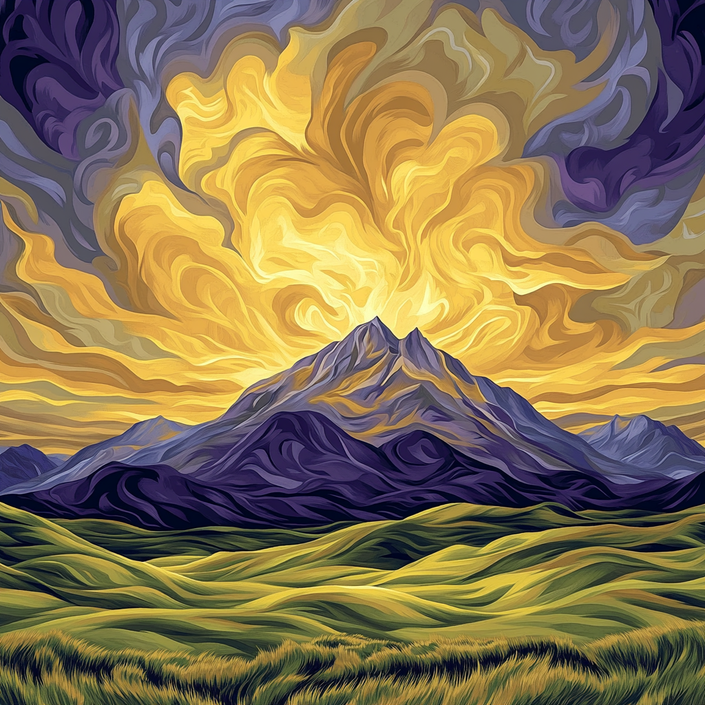 Frederick Varley Inspired Brooding Mountain Beneath Radiant Golden Sky DIY paint by numbers