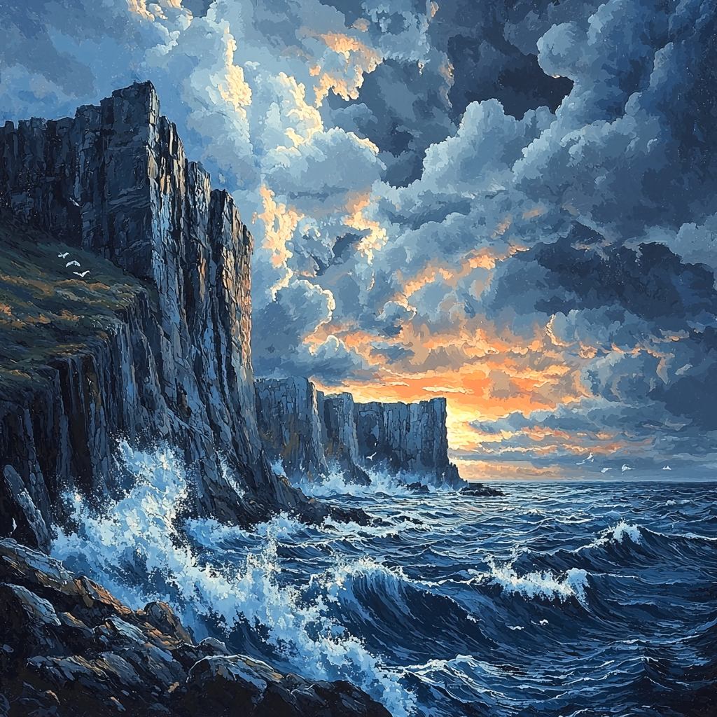 J.M.W. Turner Inspired Breezy Coastal Cliffs Paint By Color