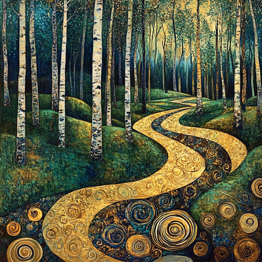 Gustav Klimt Inspired Whispering Forest painting number kit