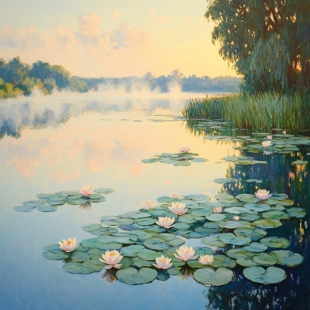 Monet Inspired Misty Morning On The Lake Painting by numbers kit