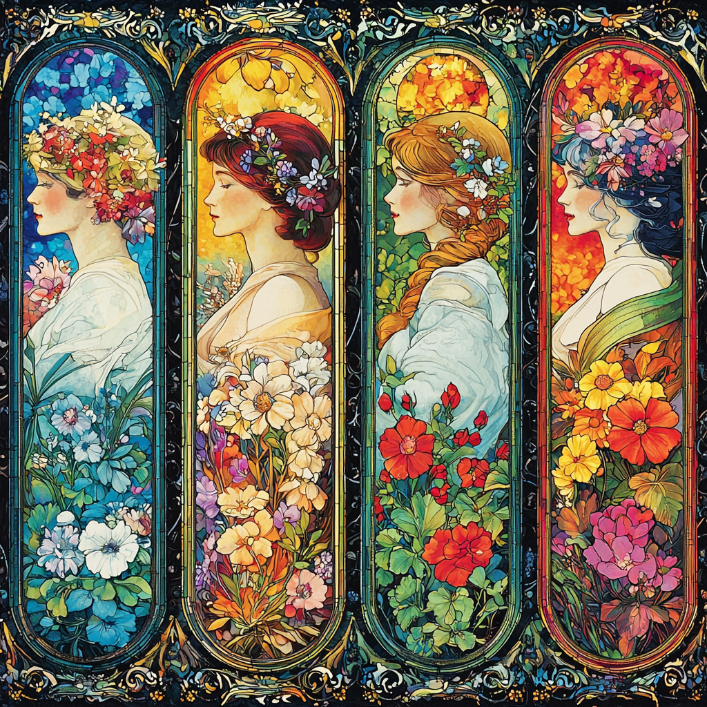 Alphonse Mucha Inspired Seasonal Serenade Paint By Numbers Kits