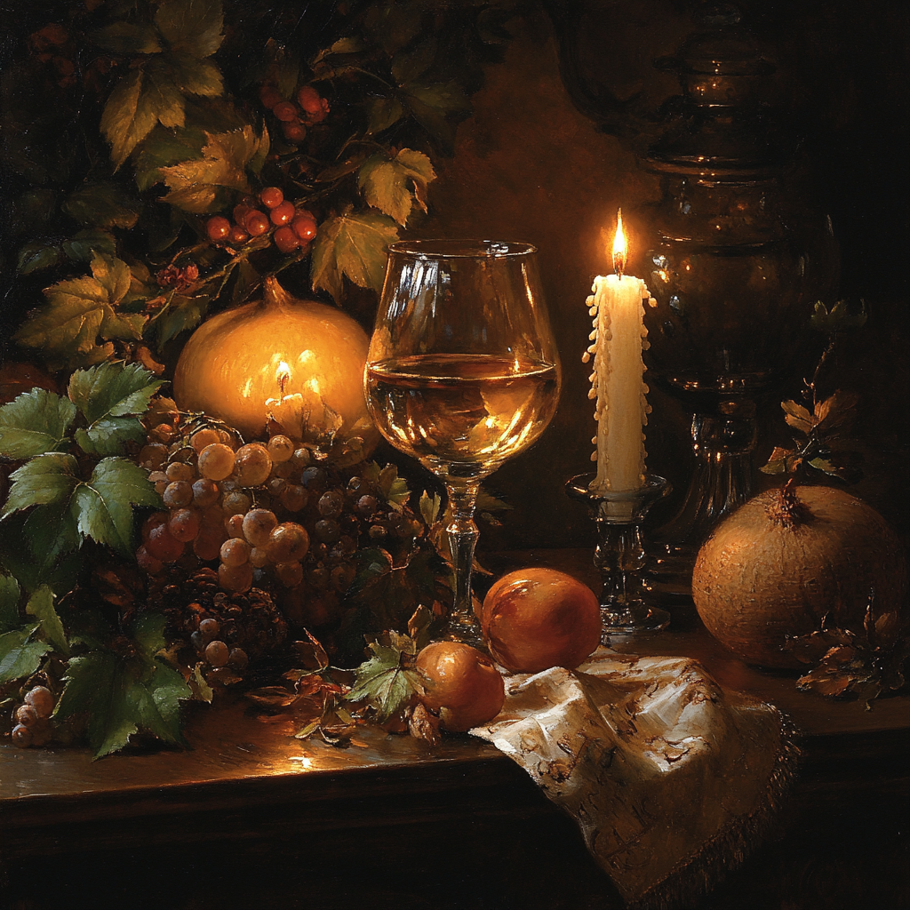 Rembrandt Inspired Candlelit Table paint by numbers