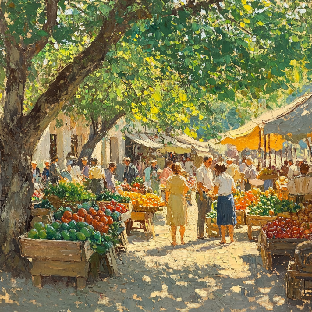 Camille Pissarro Inspired Village Market Scene DIY paint by numbers
