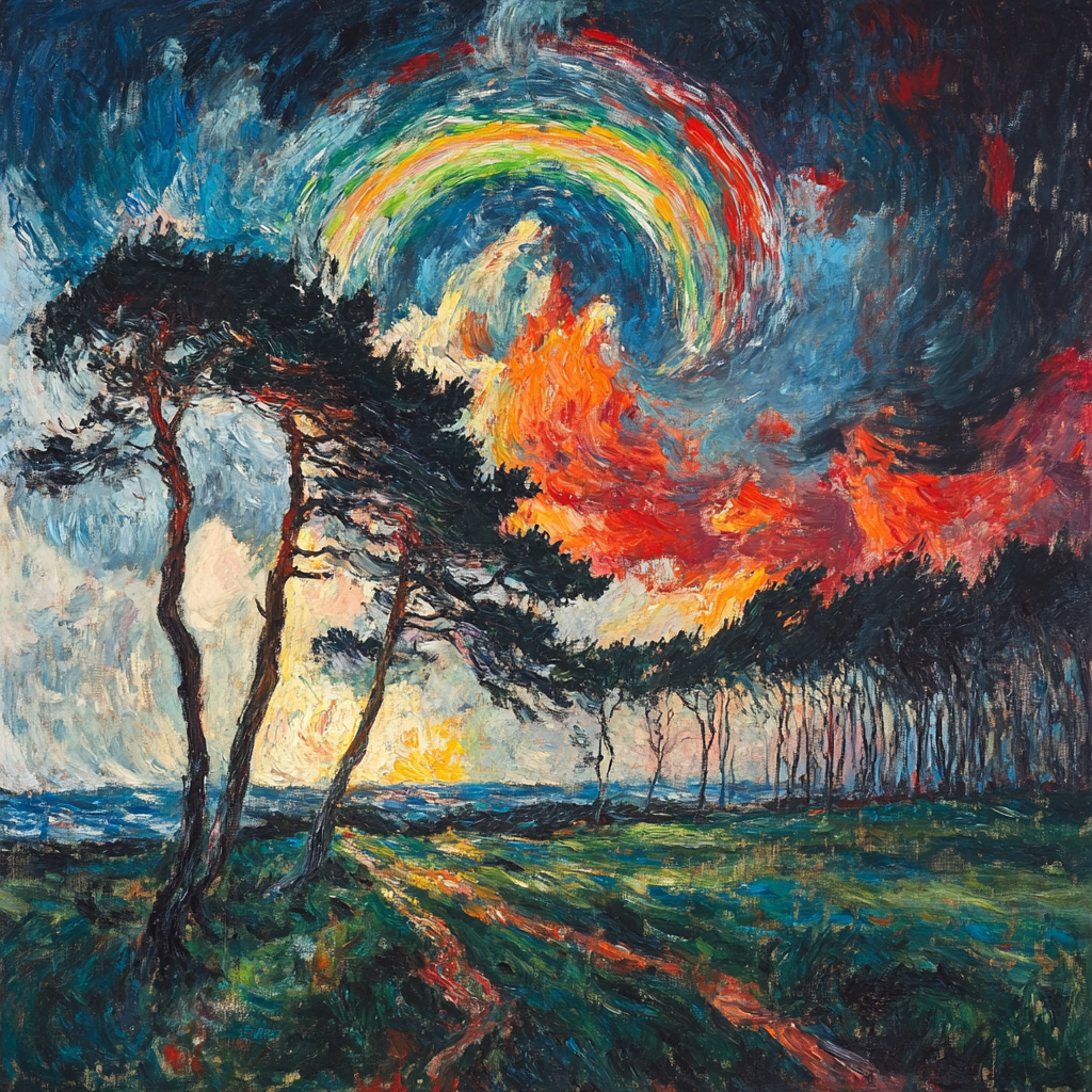 Edvard Munch Inspired Rainbow Storm paint by color