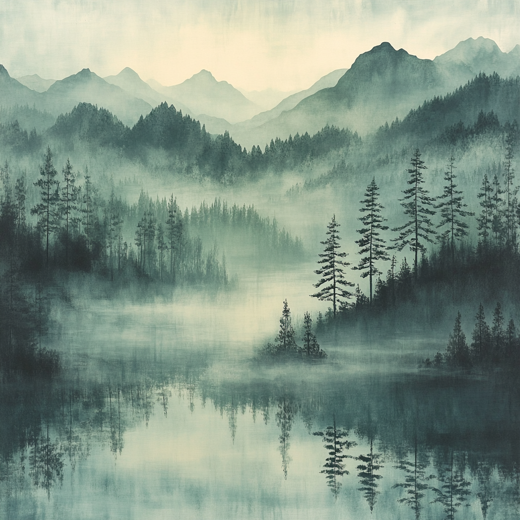 Zhao Mengfu Inspired Whispering Mist DIY paint by numbers