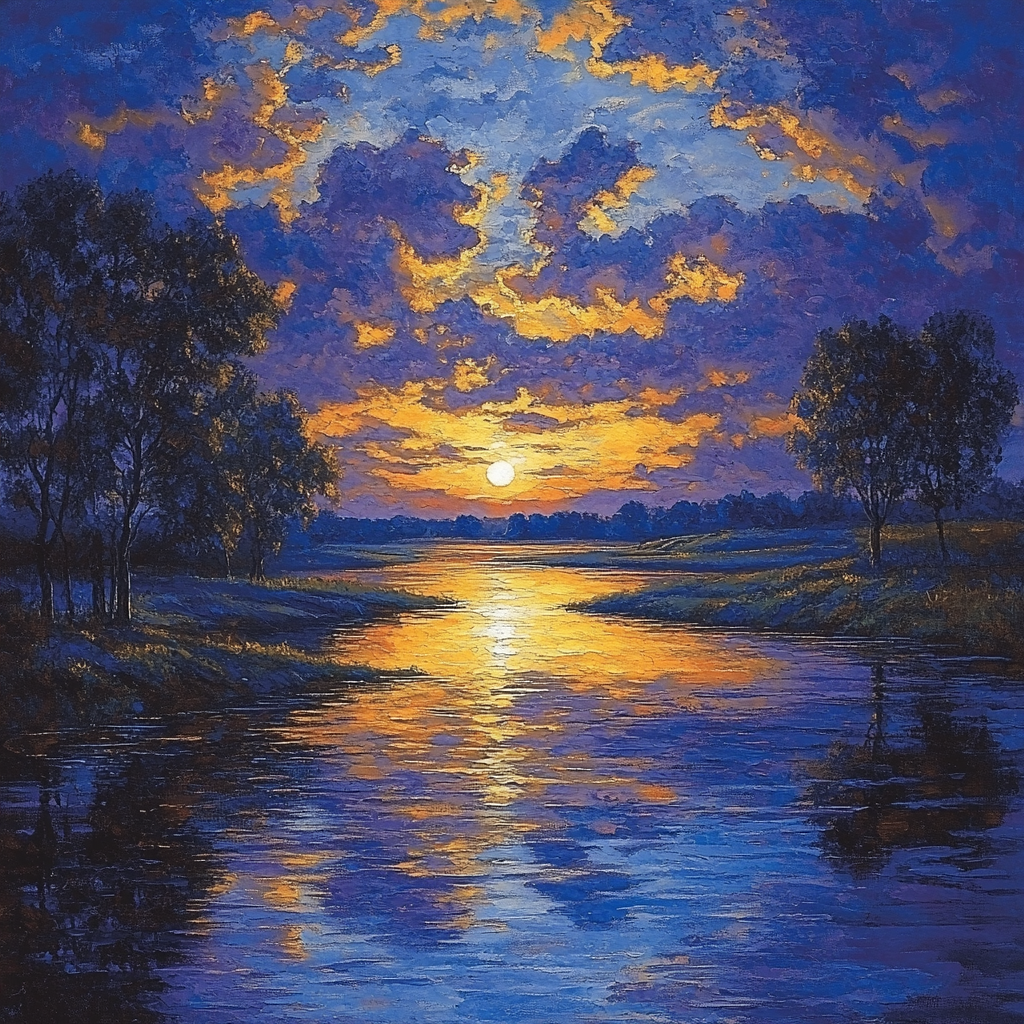 Rembrandt Inspired Twilight Reflections On A Quiet River Painting by numbers kit