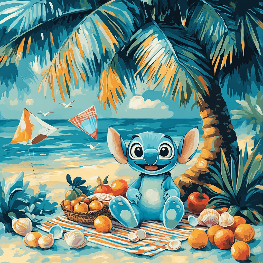 Stitch Island Picnic Disney Inspired paint by numbers