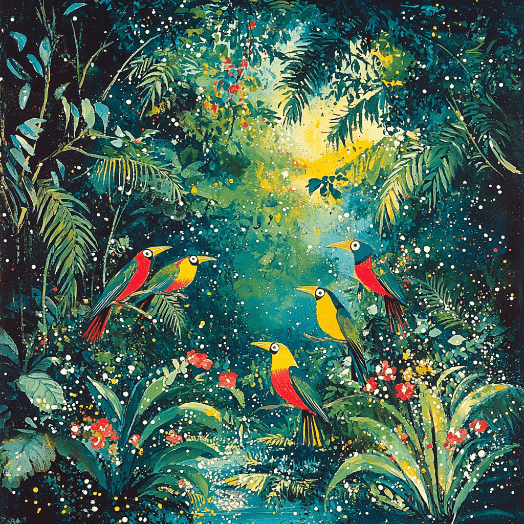 Henri Rousseau Inspired Tropical Bird Paradise Paint By Numbers Kits