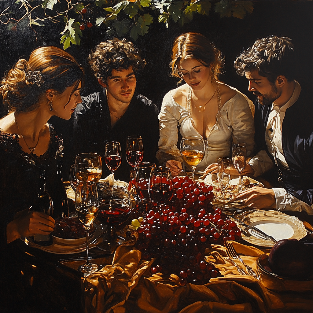 Caravaggio Inspired Dramatic Feast Paint by numbers art