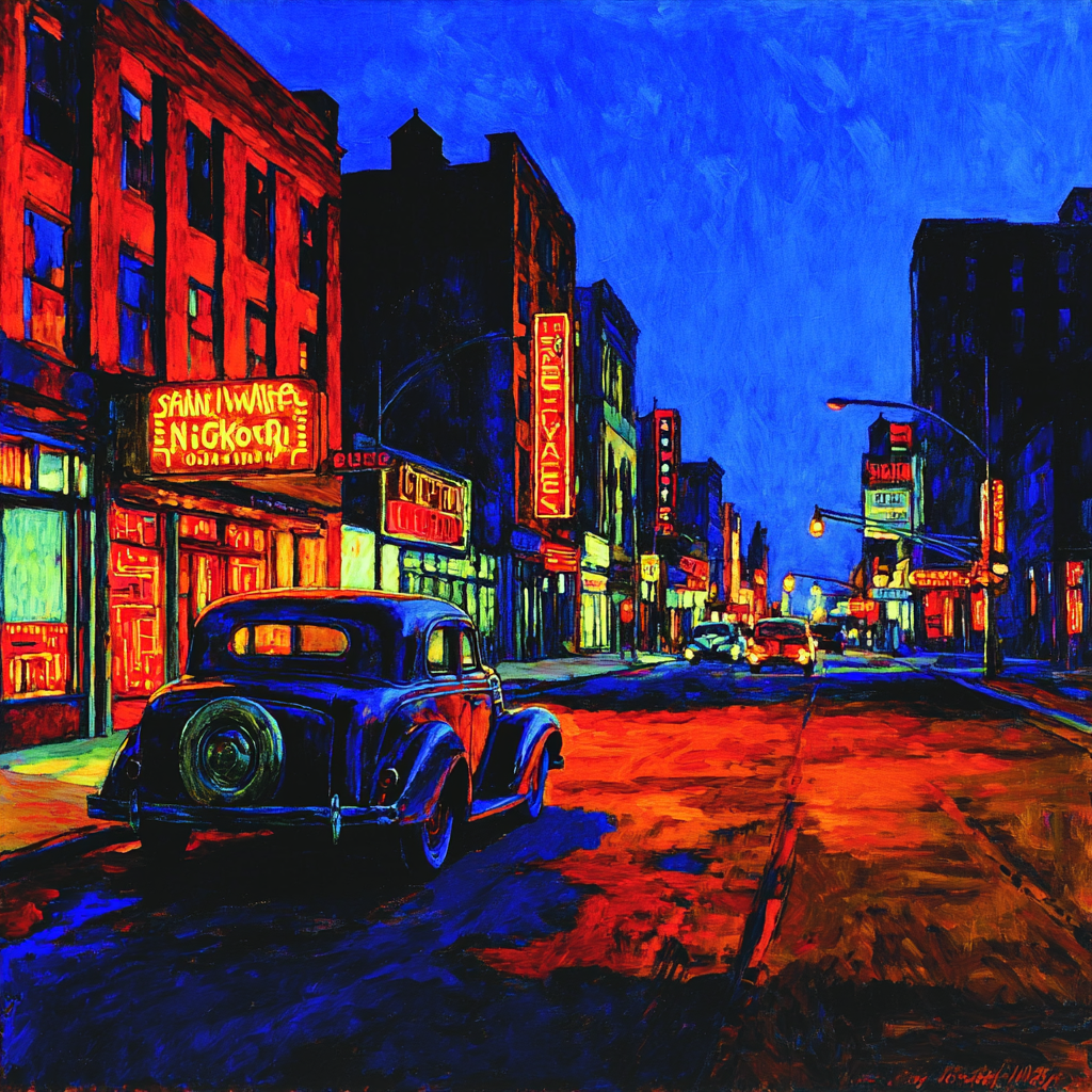 Edward Hopper Inspired Neon City Pulse DIY Paint By Numbers