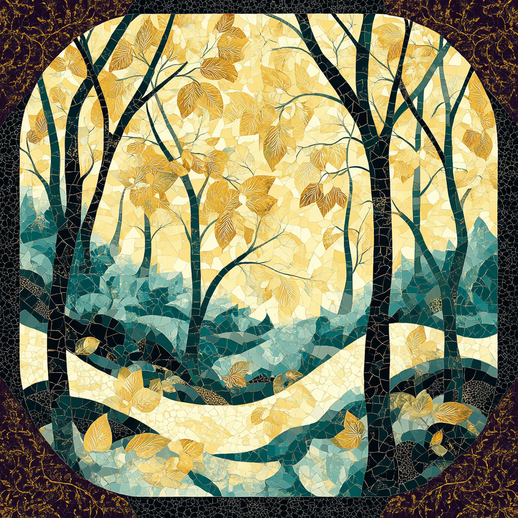 Gustav Klimt Inspired Ornamental Forest Canopy paint by number