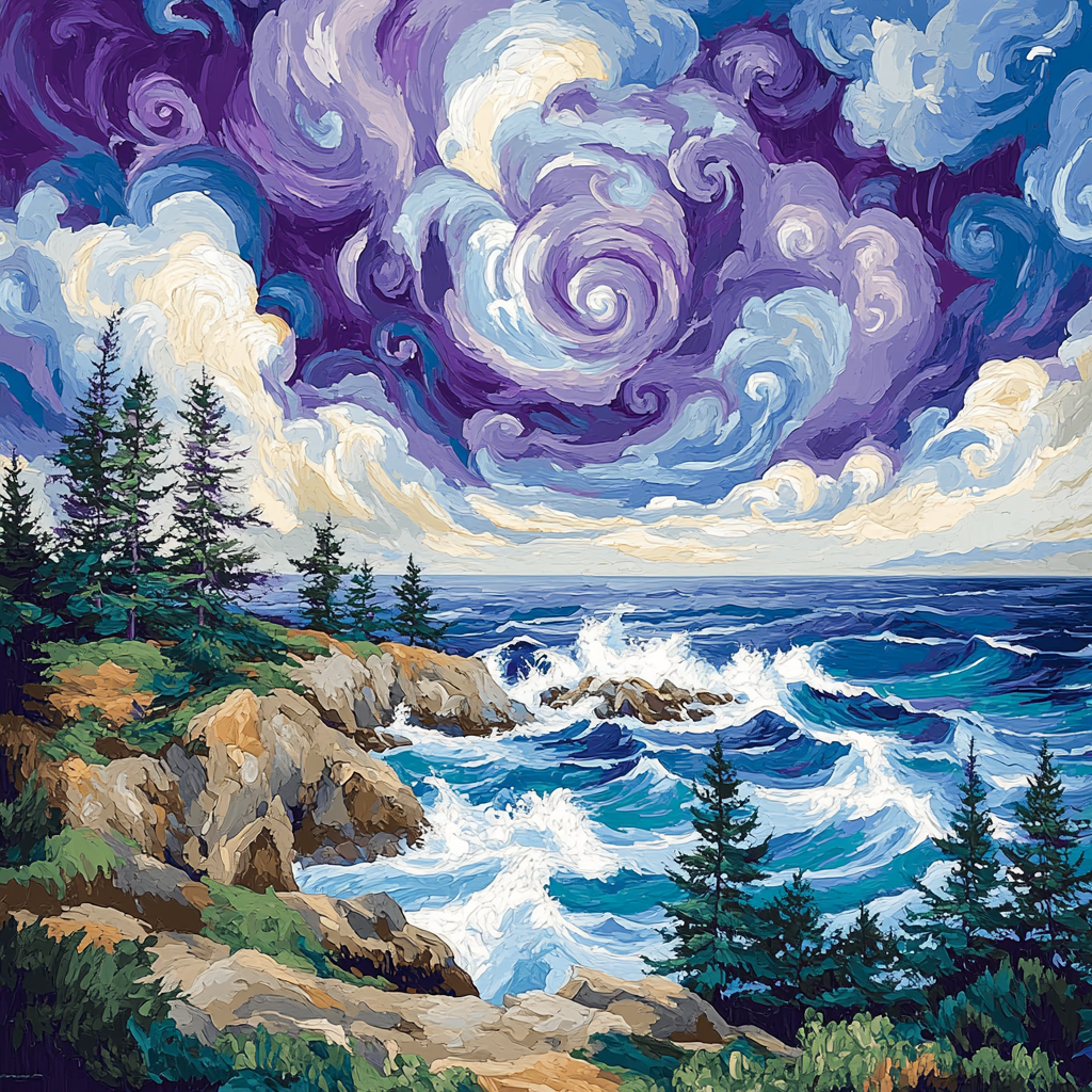 Stormlit Coastline In Emily Carr Palette Painting by numbers kit