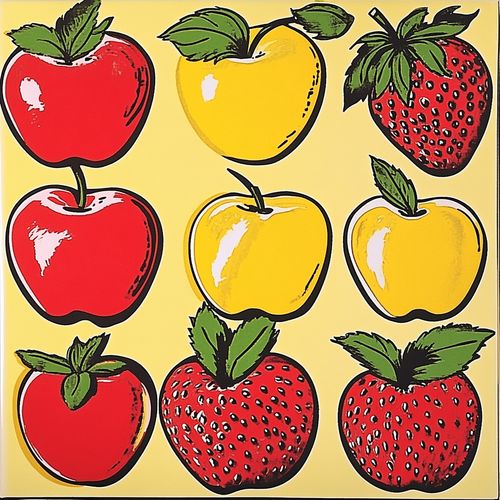 Andy Warhol Inspired Pop Art Fruits paint by numbers