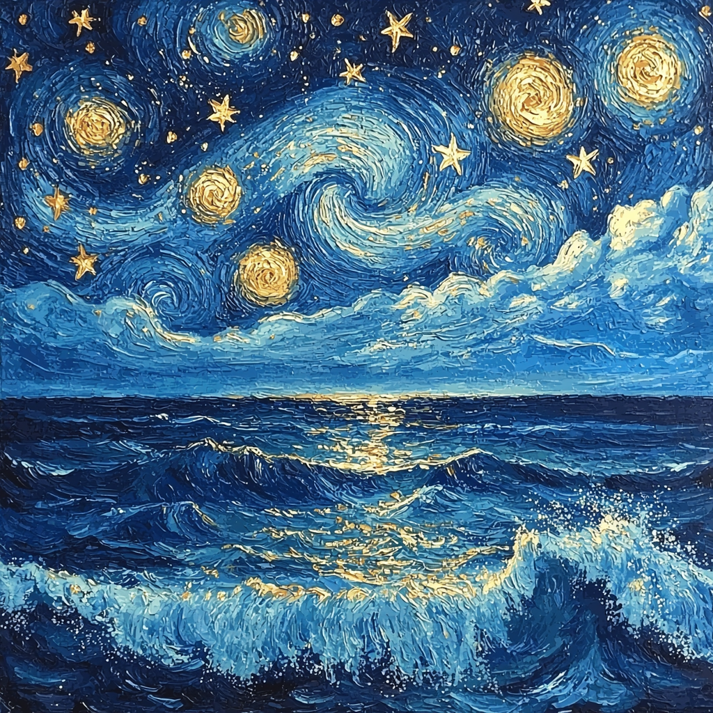 Vincent Van Gogh Inspired Starry Night At The Ocean Paint By Number