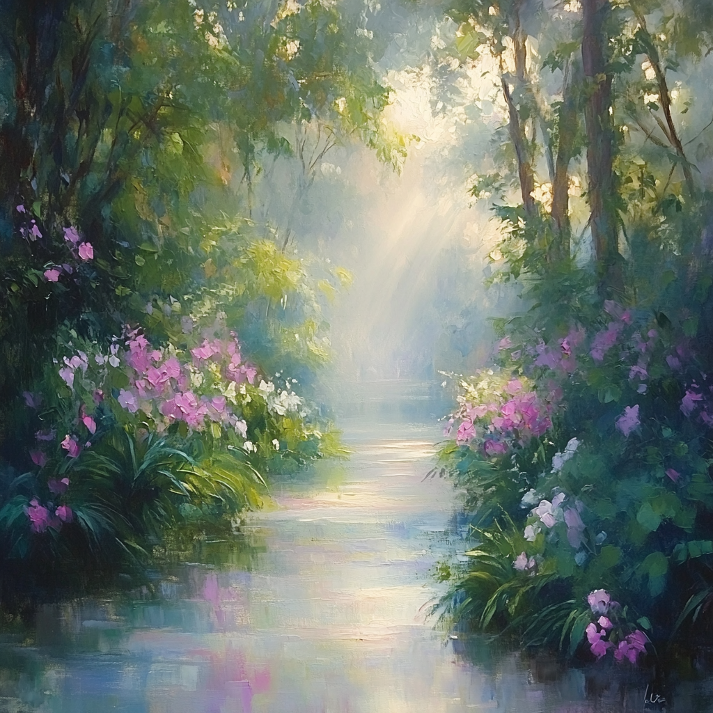 Monet Inspired Foggy Garden Gate DIY paint by numbers