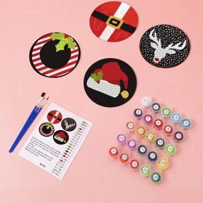 Custom Santa Paint By Numbers Coaster Set