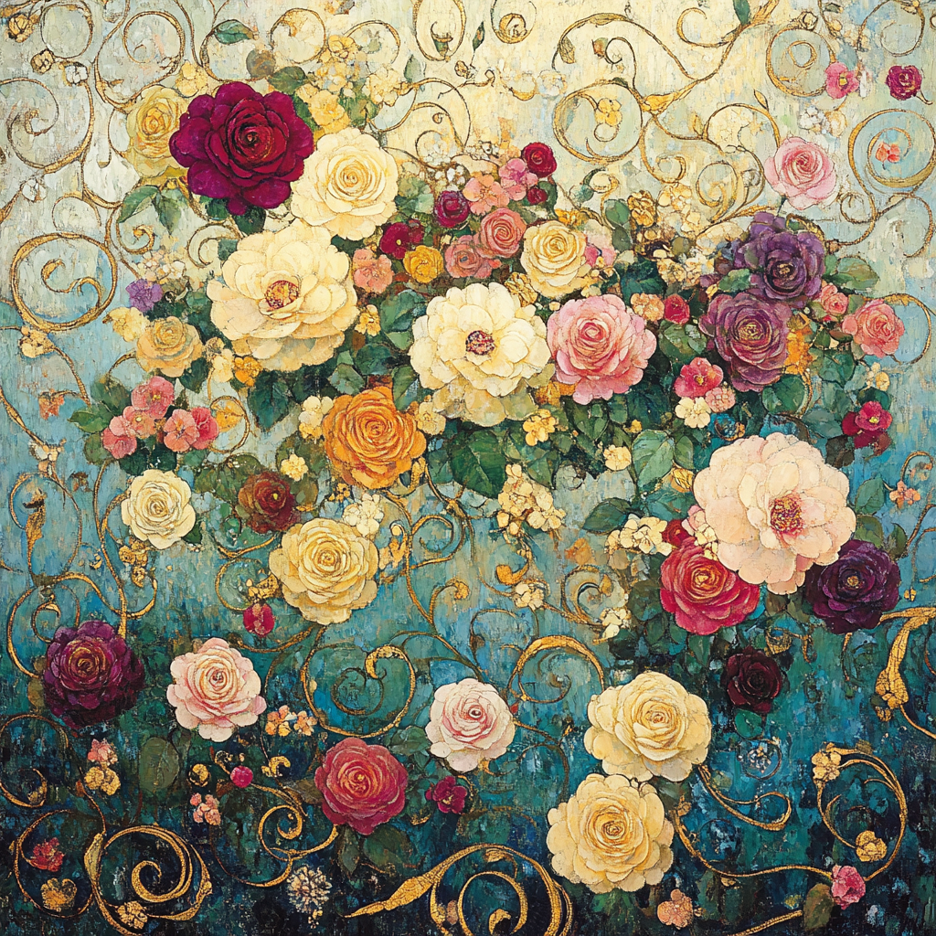 Gustav Klimt Inspired Floral Elegance Paint by numbers art