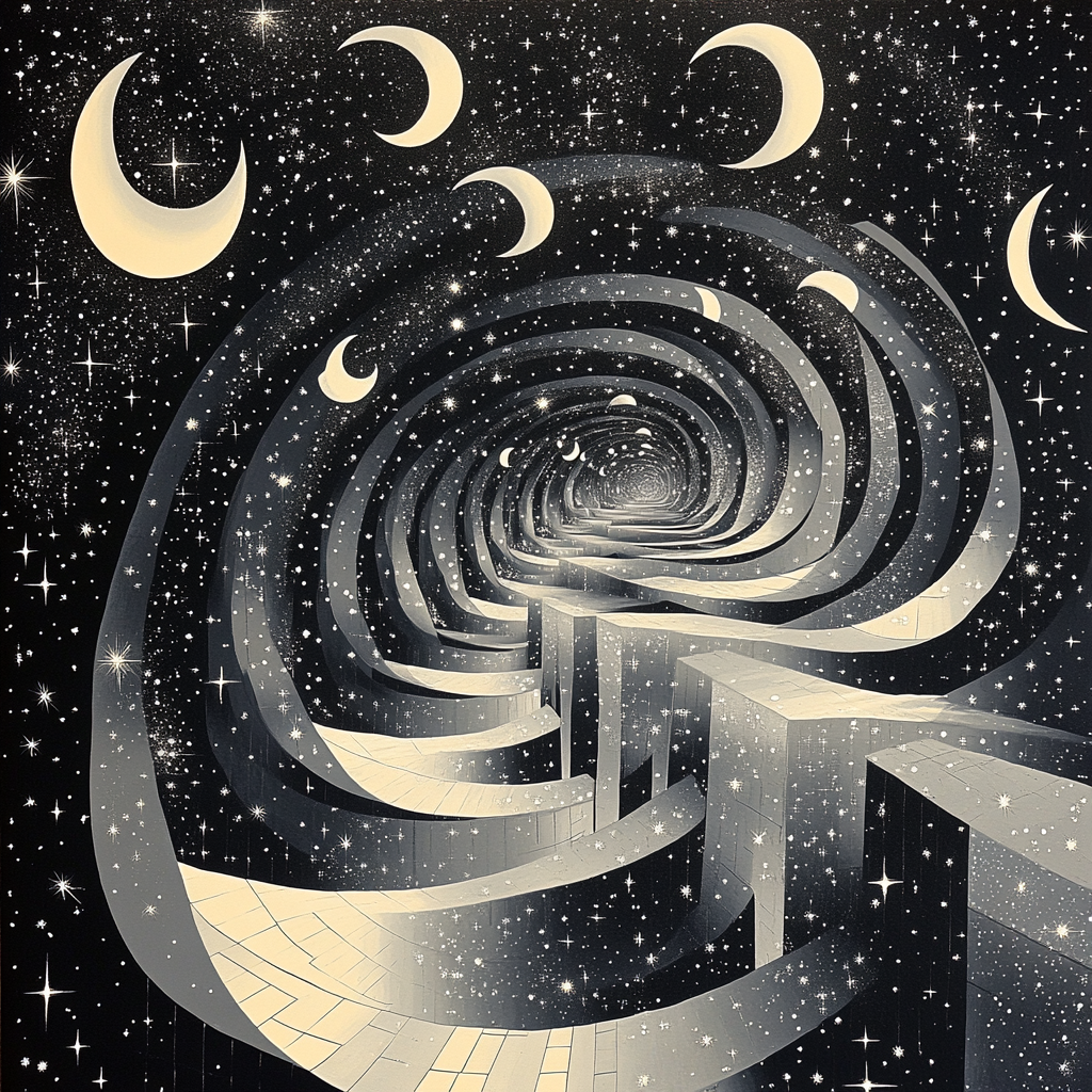 M C Escher Inspired Cosmic Tessellation Loop paint by number