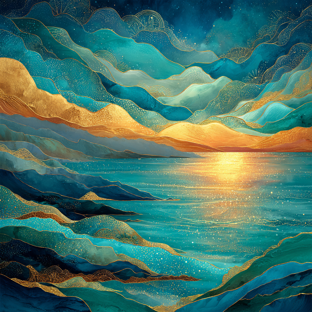 Klimt Inspired Dreamy Ocean Numbered painting kits