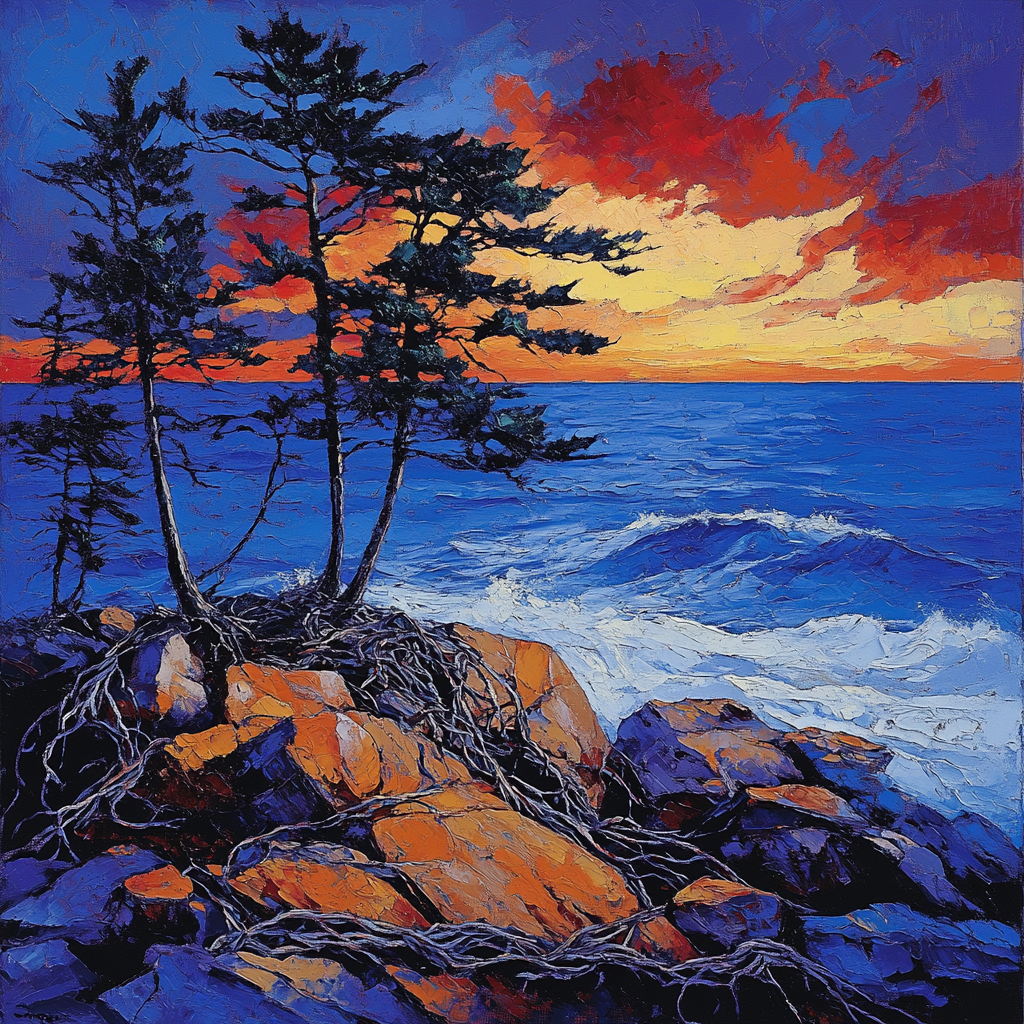 Arthur Lismer Inspired Windswept Georgian Pines paint by numbers