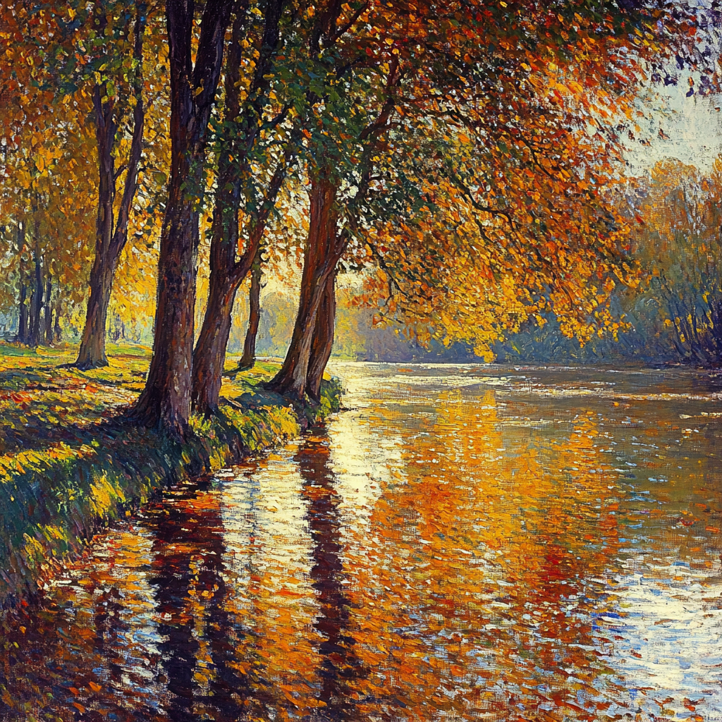 Claude Monet Inspired Autumnal Riverside Reflections Numbered painting kits