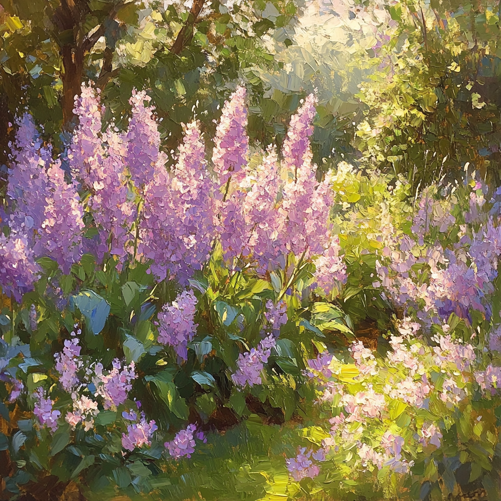 Claude Monet Inspired Springtime Lilac Garden Glow Numbered painting kits