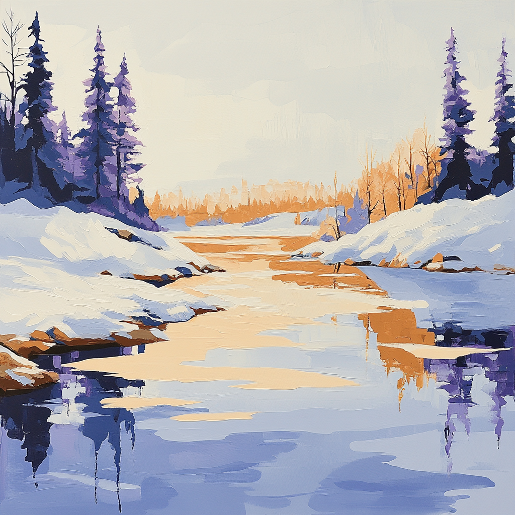 Lawren Harris Inspired Serene Northern Lake With Snow-Covered Banks Paint by numbers art