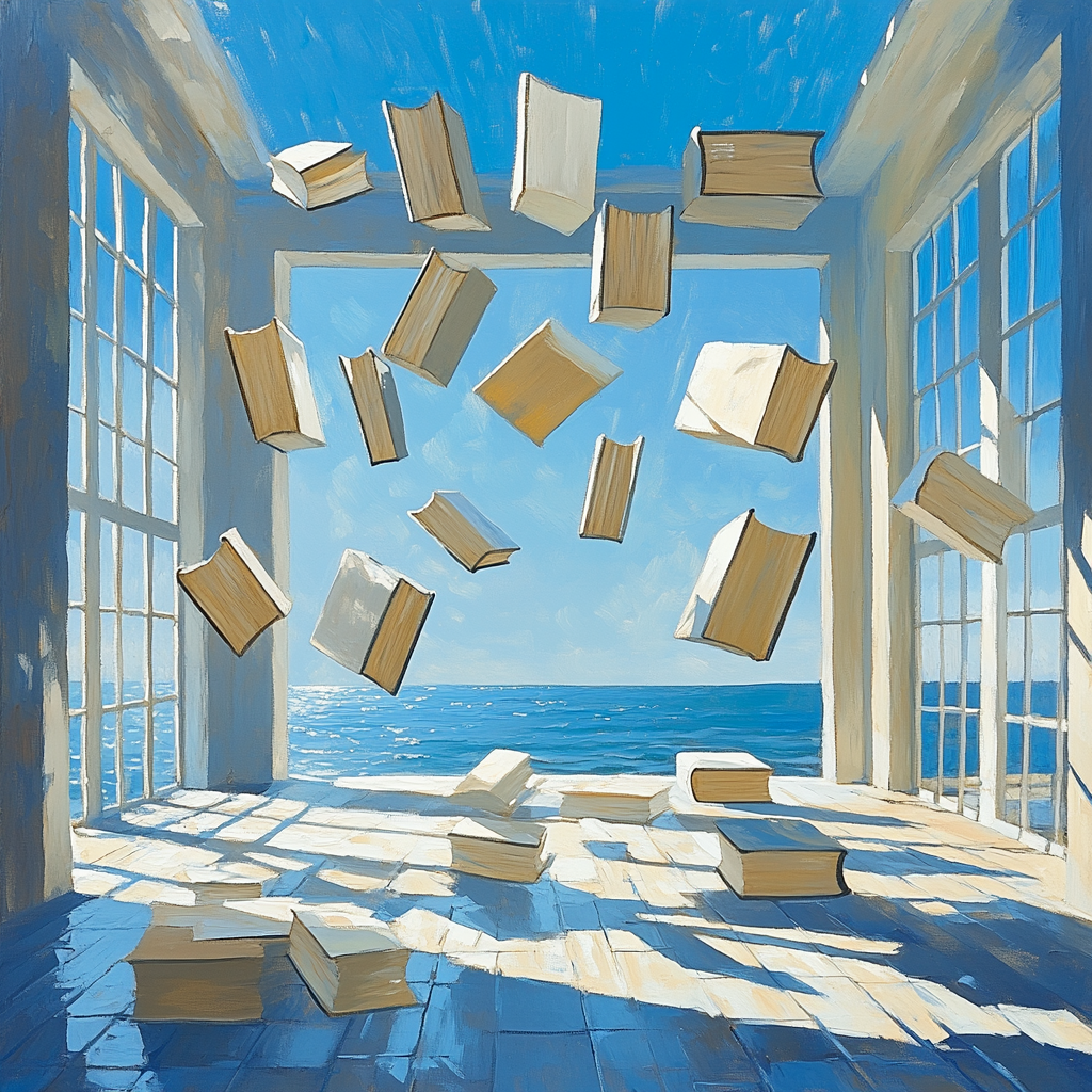 Magritte Inspired Floating Library Number painting