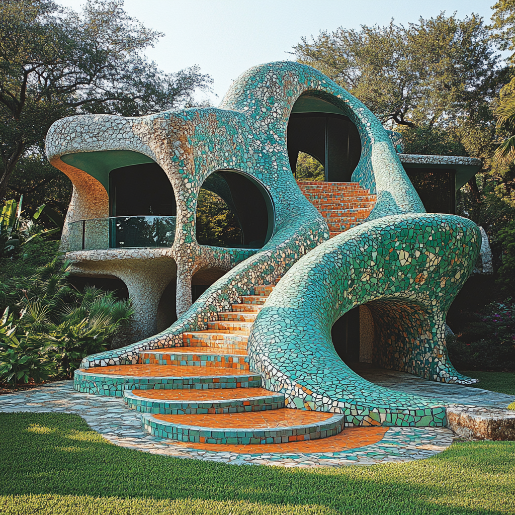 Antonio Gaudí Inspired Organic Pavilion paint by numbers