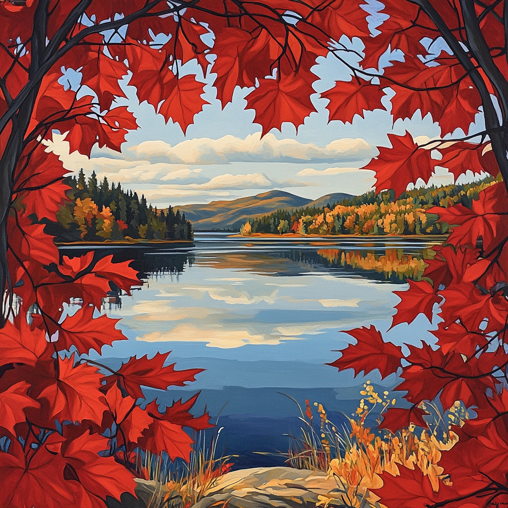 A.Y. Jackson Inspired Maple Screen Over Lake painting number kit