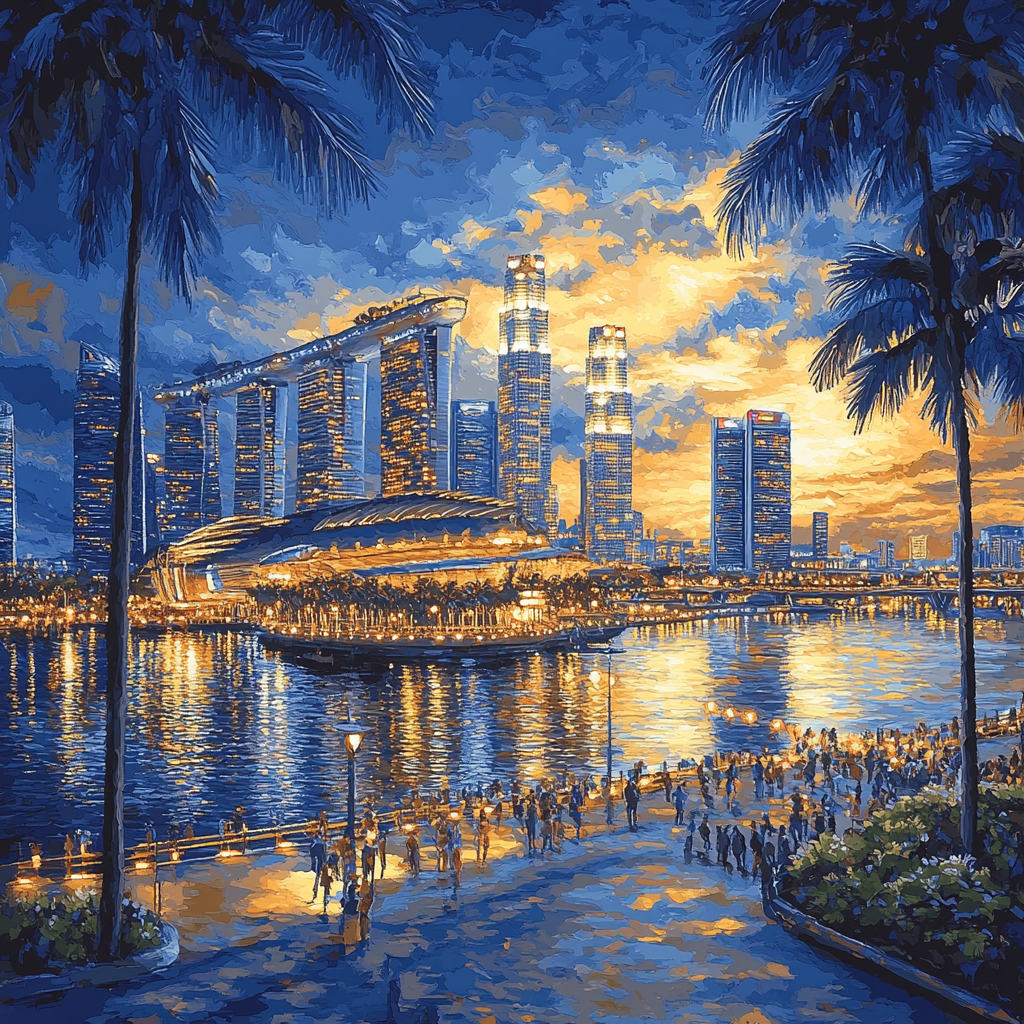 Evening Glow Over Marina Bay Sands Skyline Singapore Paint by numbers art