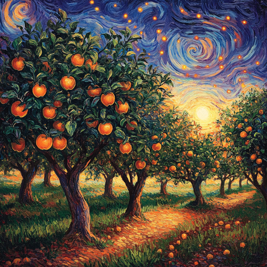 Van Gogh Inspired Twilight Orchard DIY paint by numbers