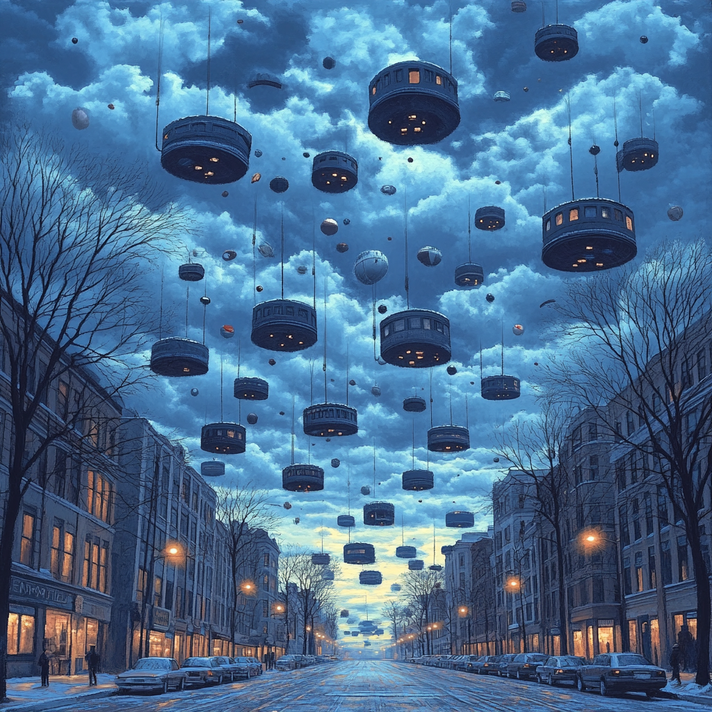 Magritte Inspired Ordinary Sky Mystery paint by number