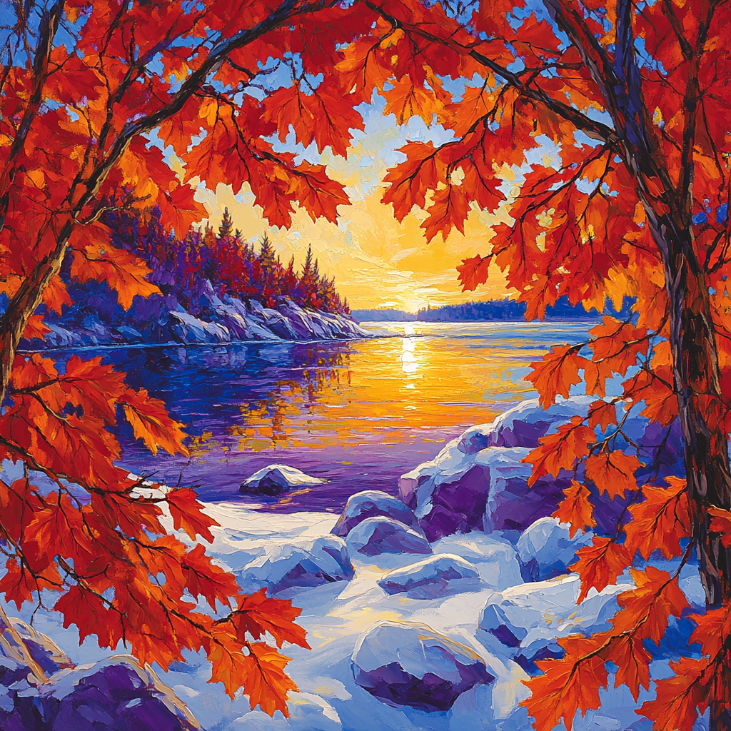 A.Y. Jackson Inspired Red Maple Screens Number painting