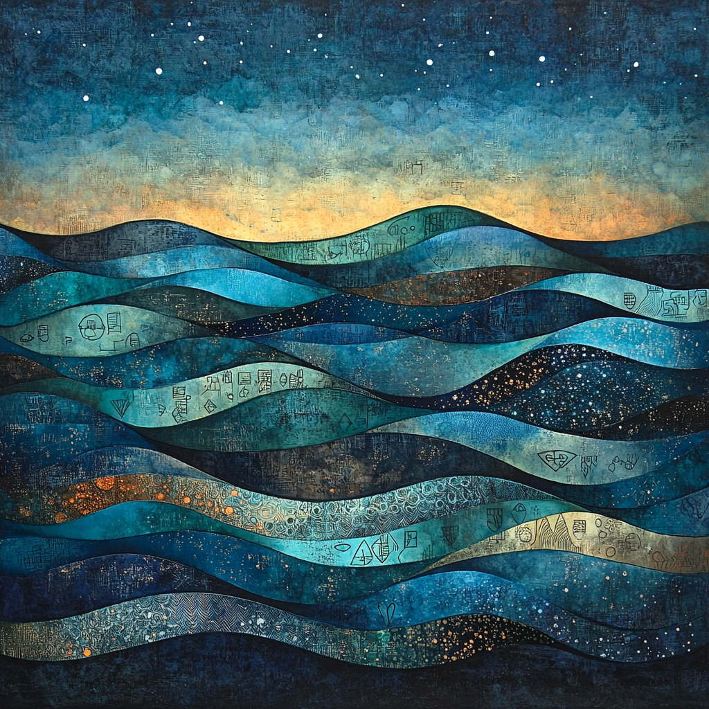 Max Ernst Inspired Ocean Of Silent Symbols paint by color