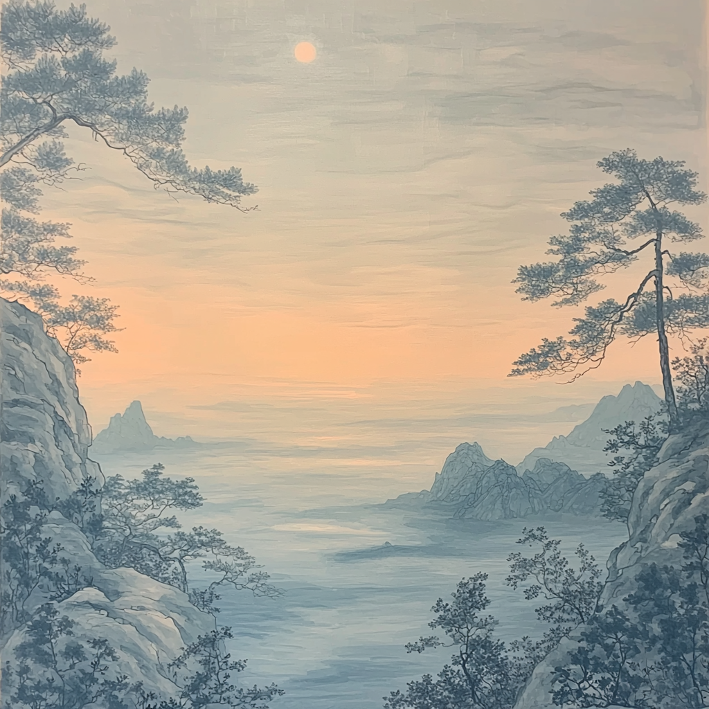 Zhao Mengfu Inspired Enchanted Misty Horizon DIY Paint By Numbers