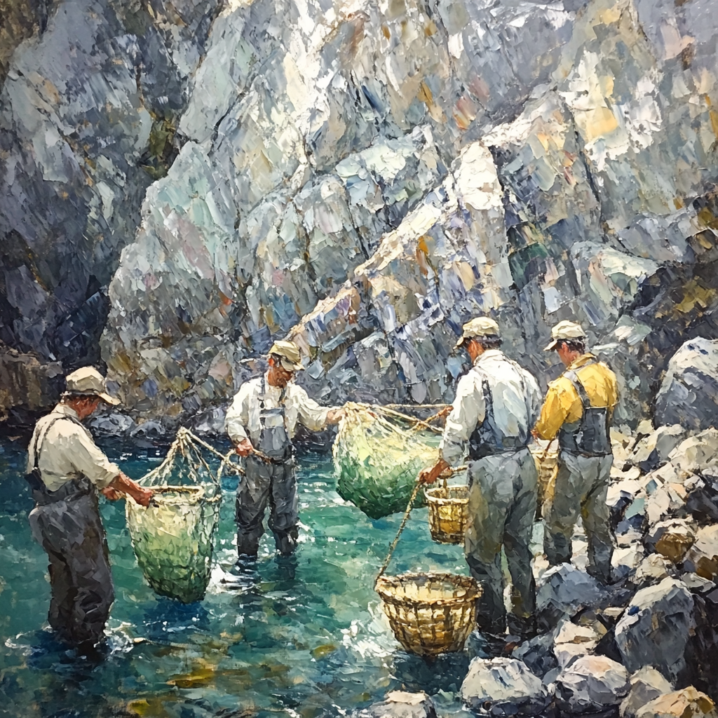 Gustave Courbet Inspired Fishermen By Rocks DIY paint by numbers