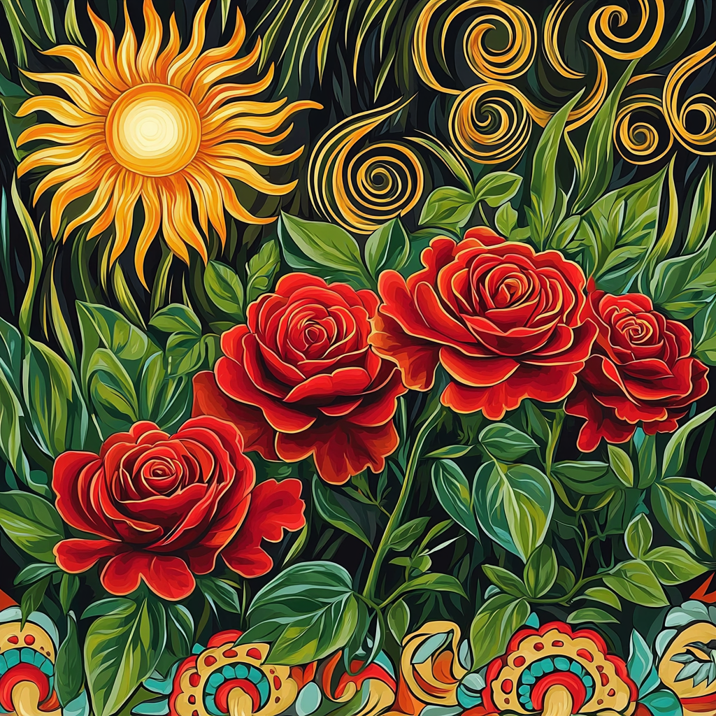 Frida Kahlo Inspired Serenade Of Sunlit Blooms Number Painting