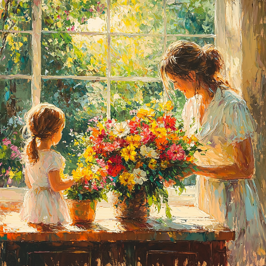 Mothers And Flowers Paint By Numbers