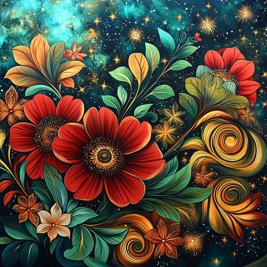 Frida Kahlo Inspired Cosmic Bloom painting number kit