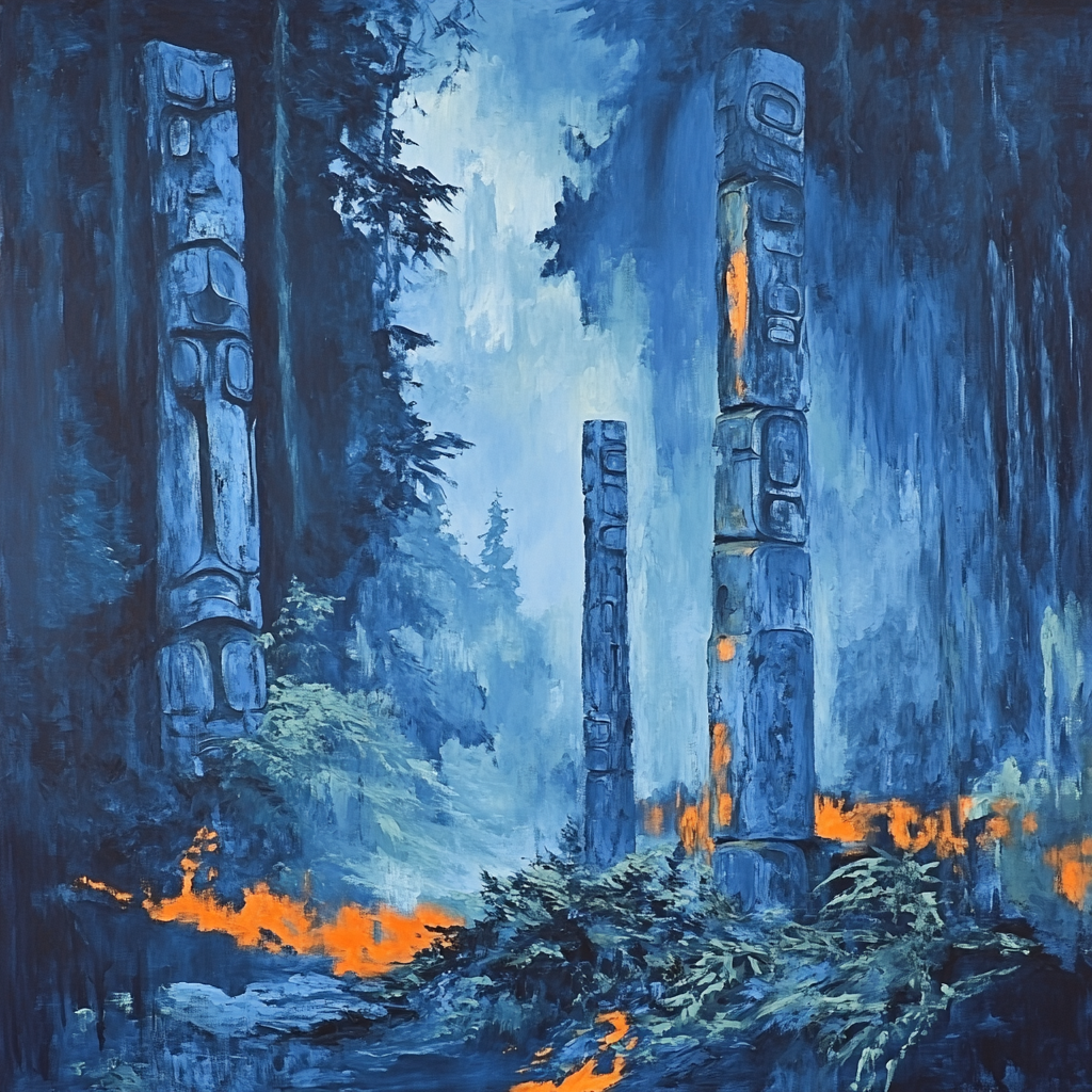 Emily Carr Inspired Mystical Totem Grove paint by numbers