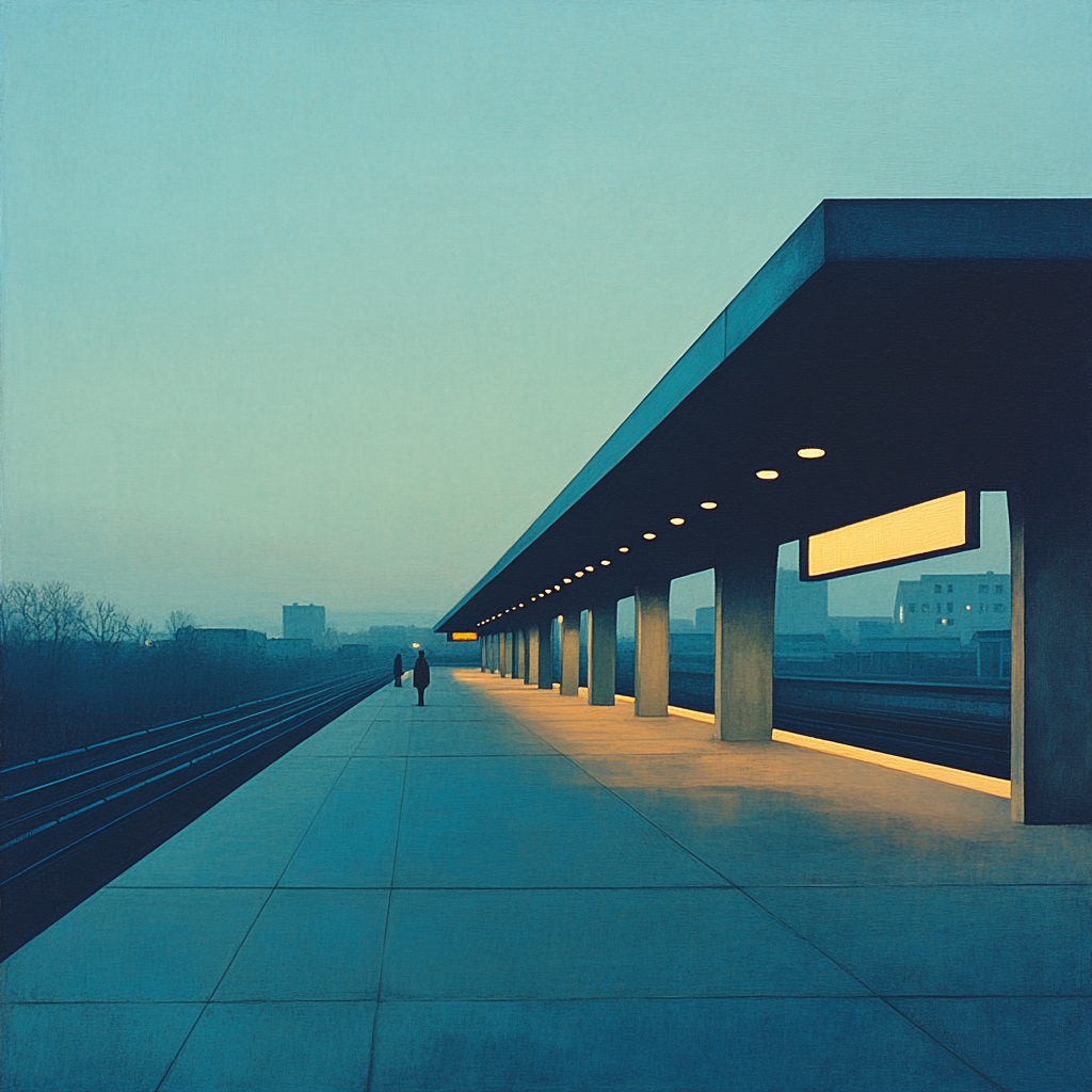 Edward Hopper Inspired Train Platform Number painting