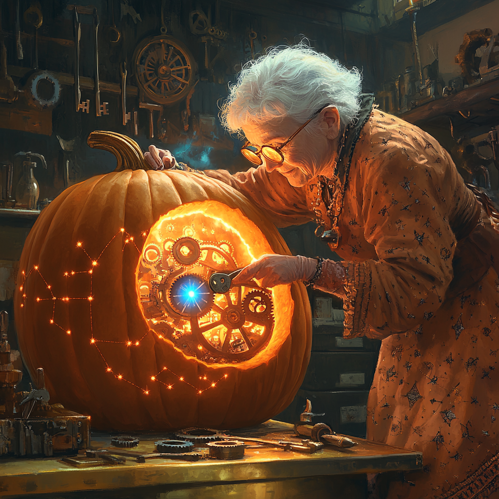 Haunted Clockwork Pumpkin Workshop paint by numbers