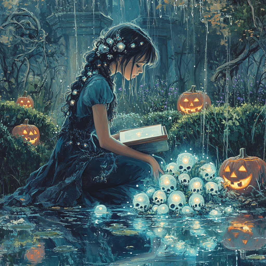 Midnight Witch In Haunted Garden Painting by numbers kit