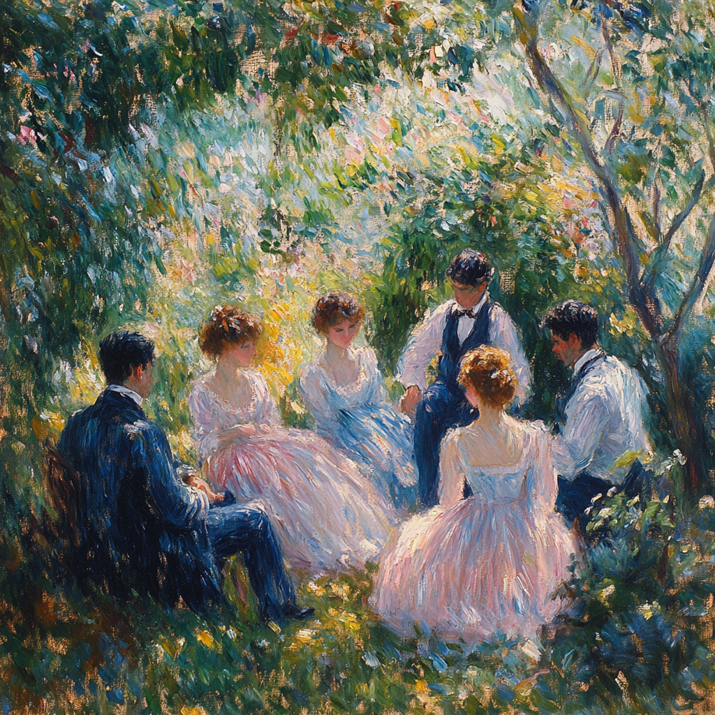 Pierre-Auguste Renoir Inspired Garden Picnic paint by color