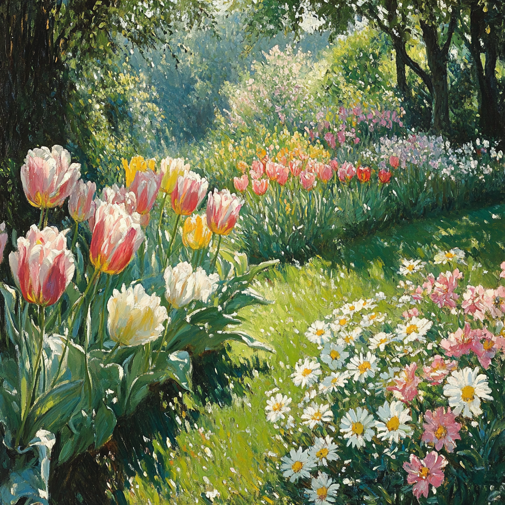 Claude Monet Inspired Flower Garden In Spring DIY paint by numbers