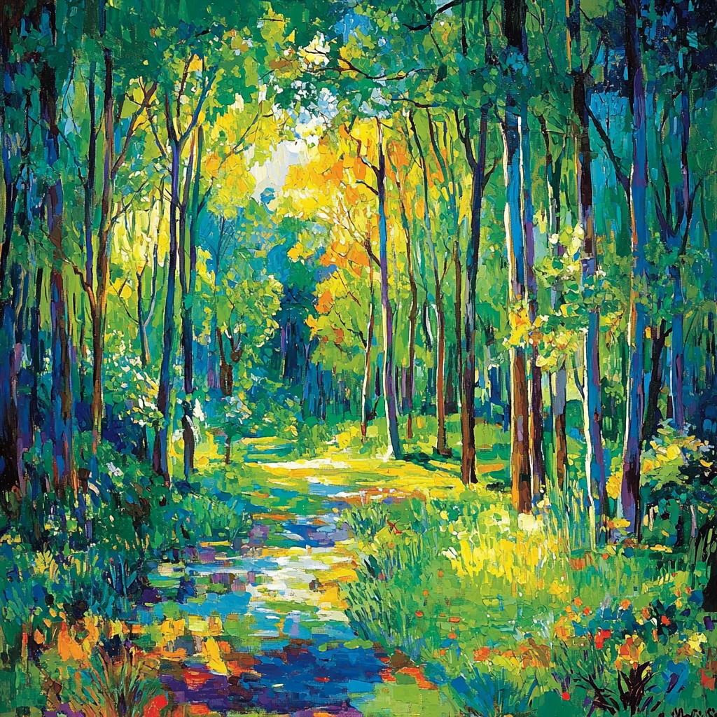 Paul Gauguin Inspired Vibrant Forest Echo Numbered Painting Kits