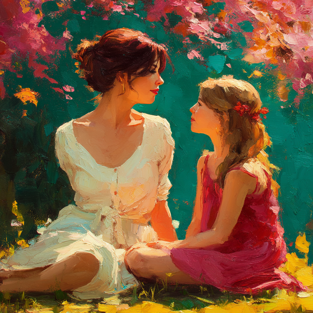 Morning Blossoms With Mother Numbered Painting Kits