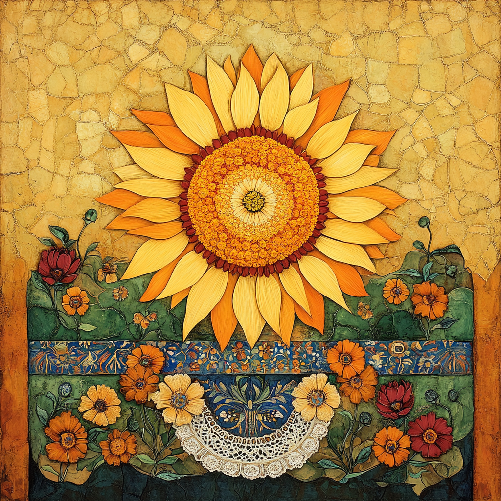 Frida Kahlo Inspired Sun Mask Of Petals Paint by numbers kits