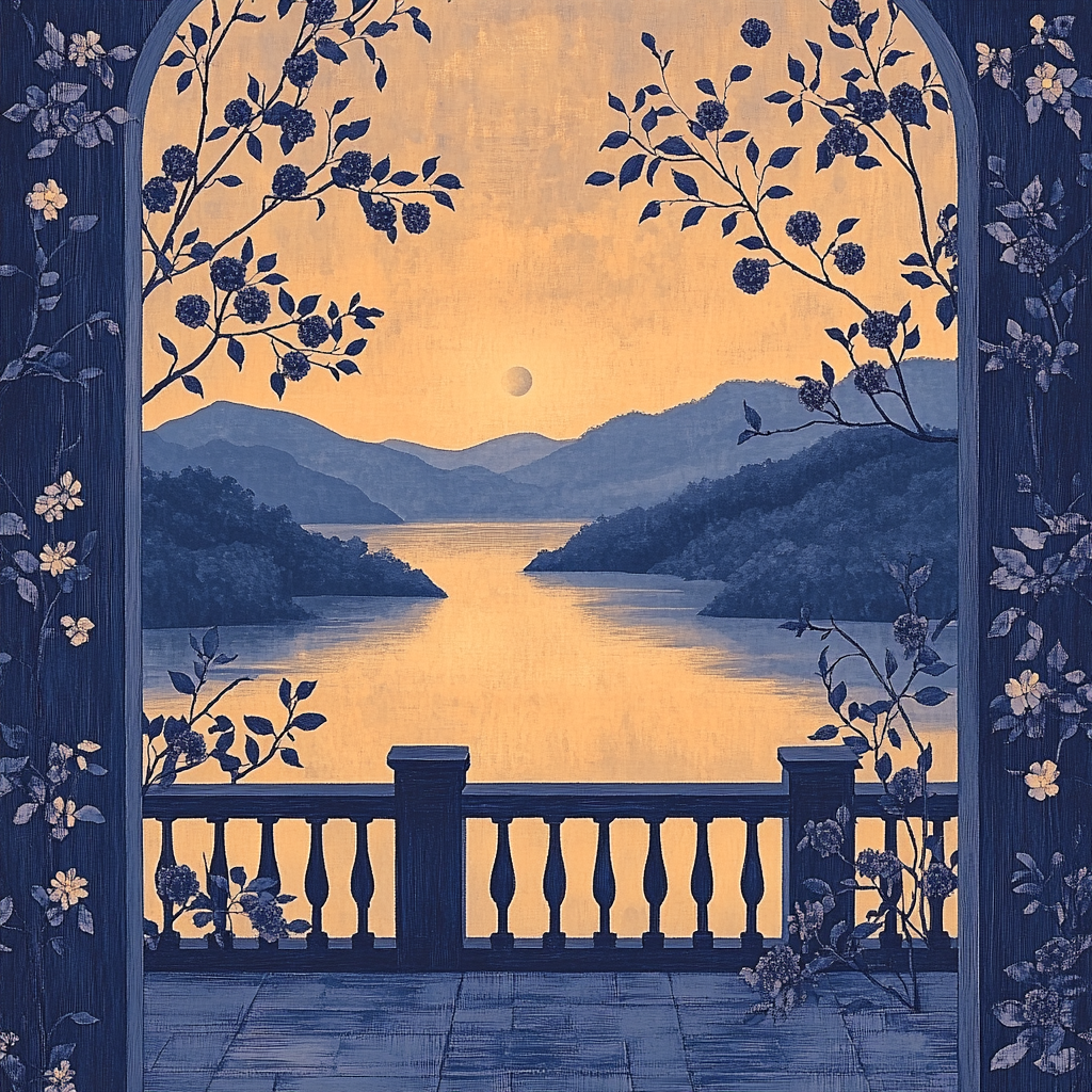 Hiroshige Inspired Twilight Plum Garden Number painting